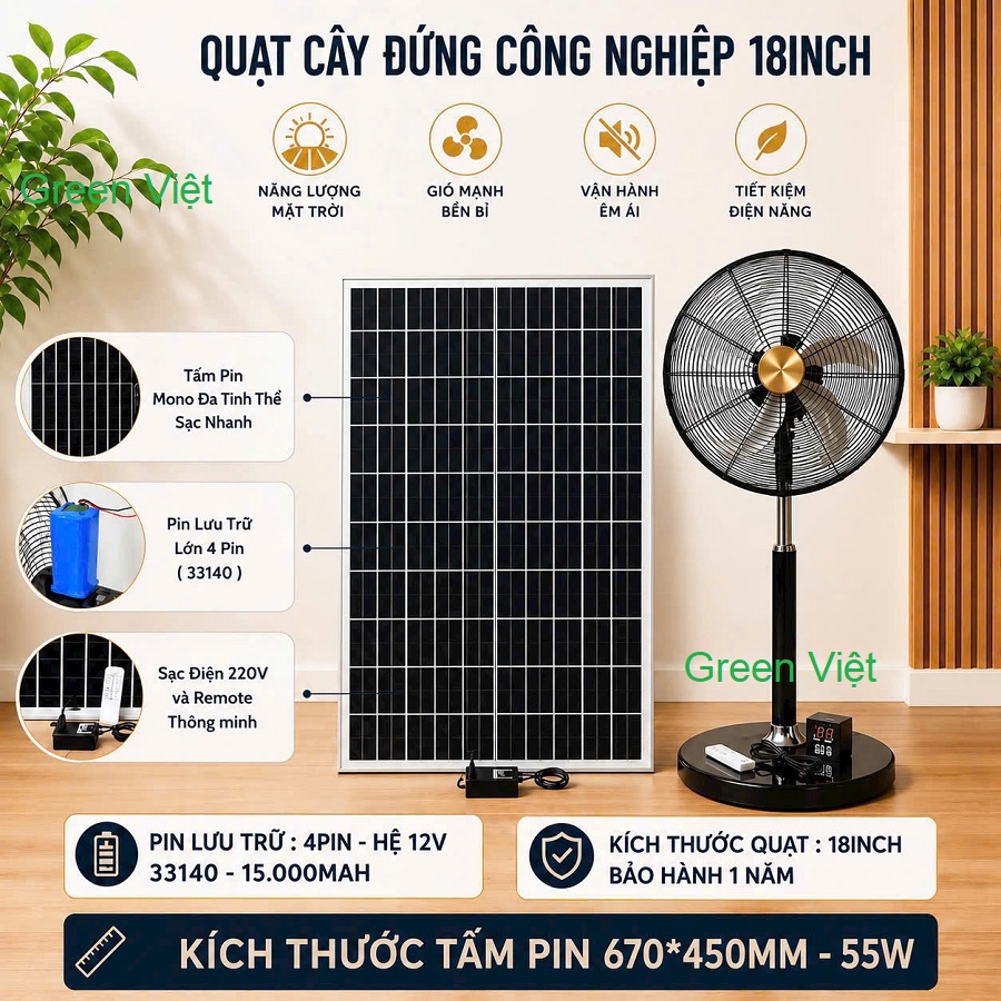 Quạt Cây Năng Lượng Mặt Trời QCN-18