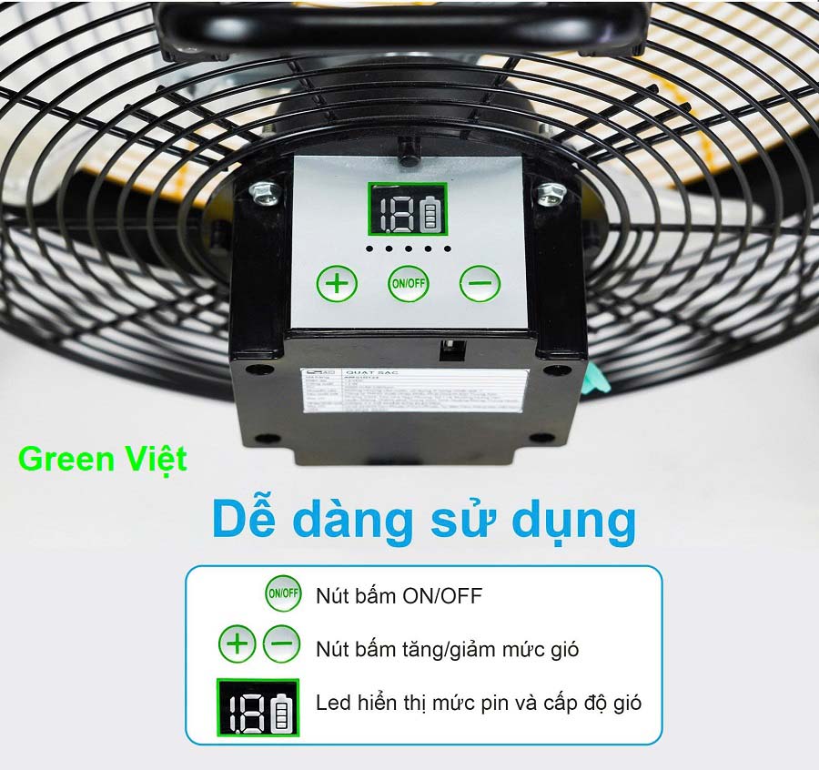 Quạt năng lượng mặt trời 14 inch Dự Phòng Và Du Lịch, Đi Chơi