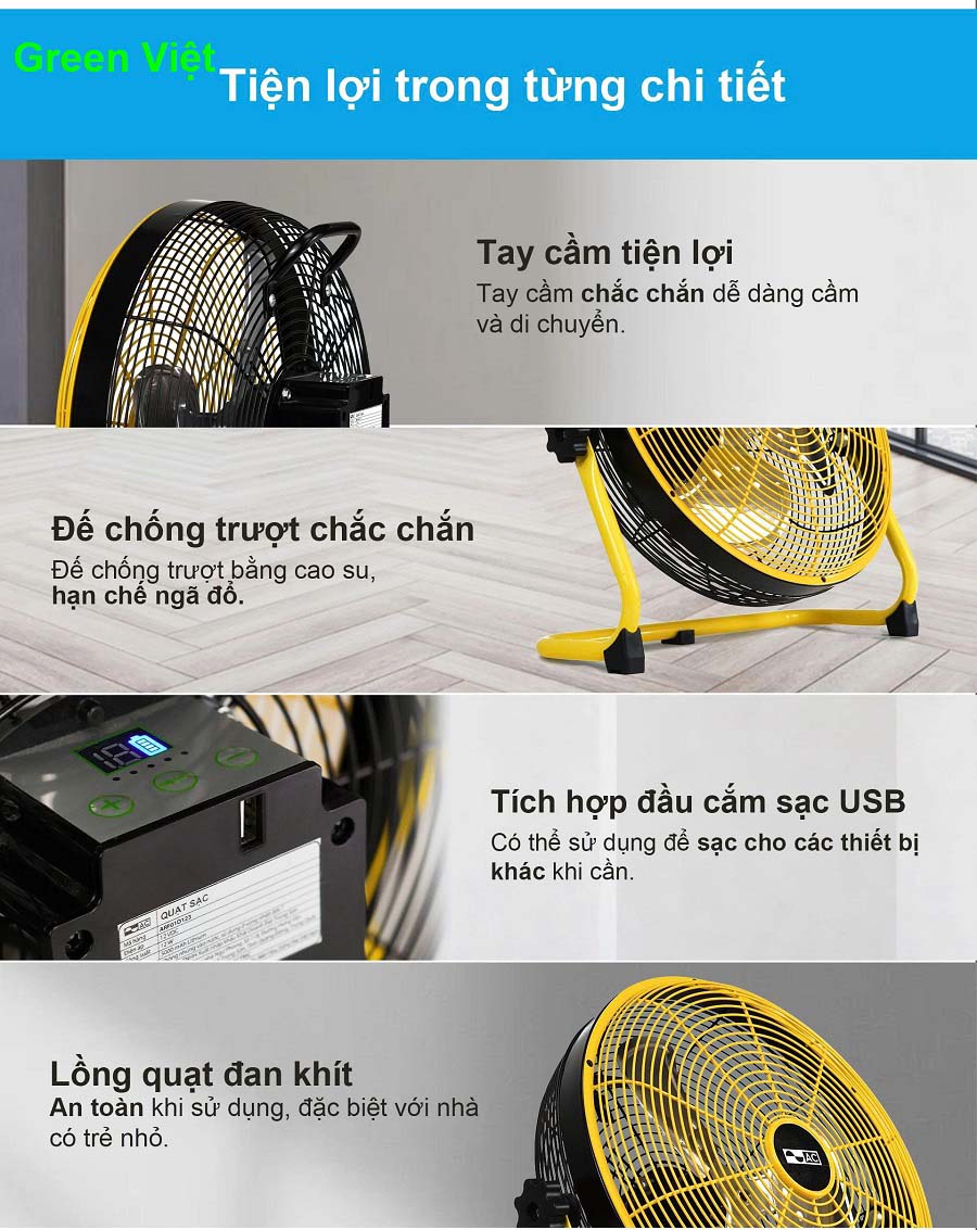 Quạt bàn năng lượng mặt trời mã Q01 mầu Inox - Quạt tích điện