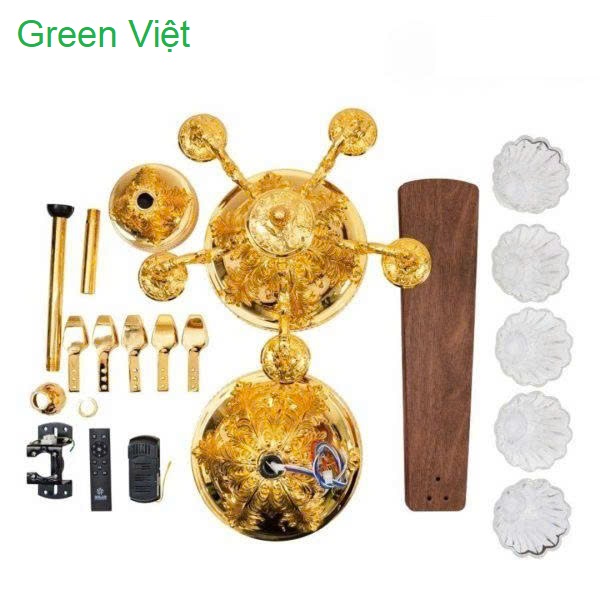 Quạt Trần Đèn Mạ Vàng 24K FY968 5 Cánh Cao Cấp