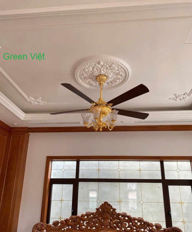 Quạt Trần Đèn Mạ Vàng 24K FY968 5 Cánh Cao Cấp