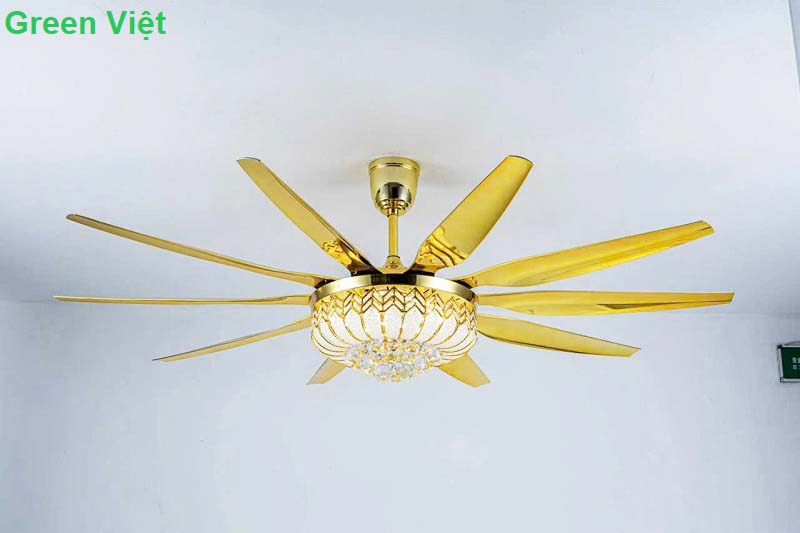Quạt Trần Đèn Phòng Khách QT178 Cánh Dài Cao Cấp Màu Vàng