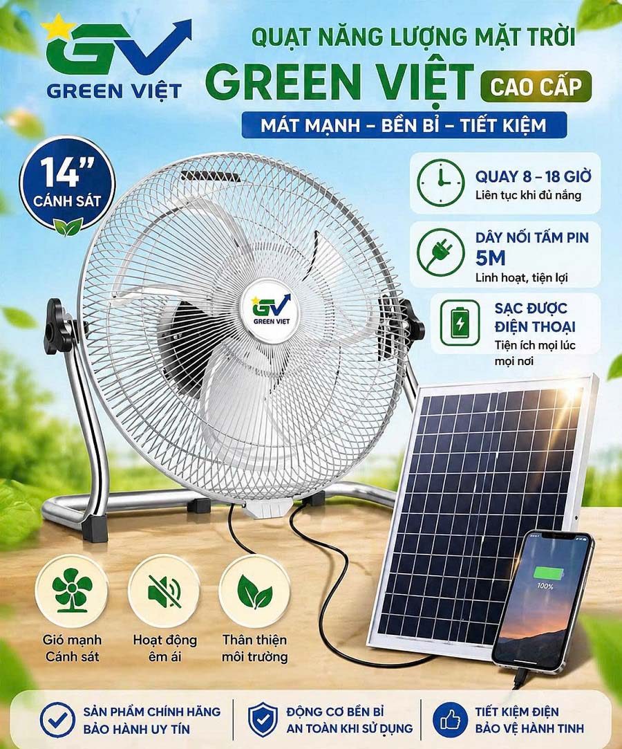 Quạt Treo Tường Năng Lượng Mặt Trời QT-21
