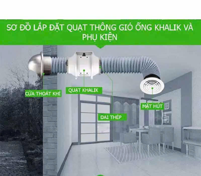 Quạt hút mùi nối ống HF bếp, nhà hàng, quán ăn, căn hộ