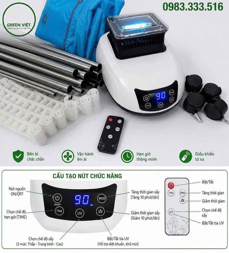 Tủ sấy quần áo thơm mát chất lượng GVS1024