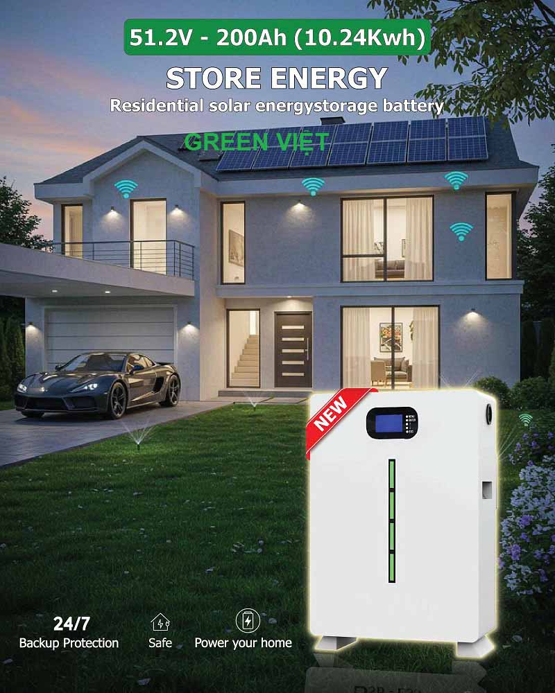 Bộ pin lithium lưu 200ah cho hệ thống năng lượng mặt trời gia đình