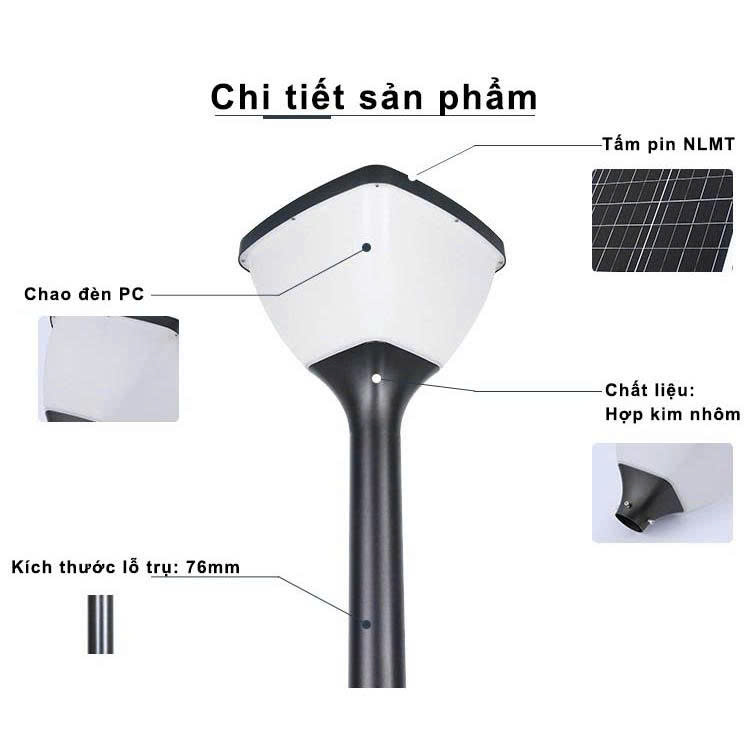 Cột Đèn Sân Vườn Năng Lượng Mặt Trời CV-1014