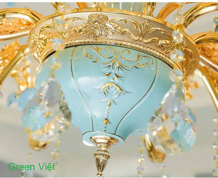 Đèn chùm lắp phòng khách GV15 Xanh Ngọc