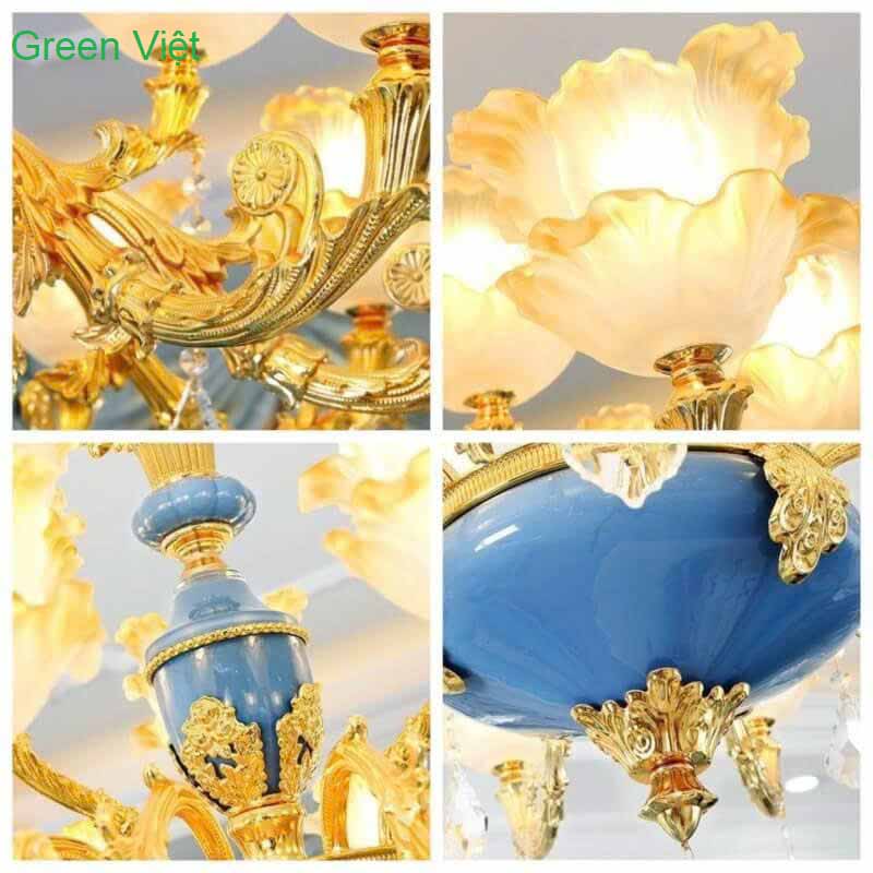 Đèn Chùm Pha Lê CCP-6077-8-G(8Tay) cao Cấp Green Việt