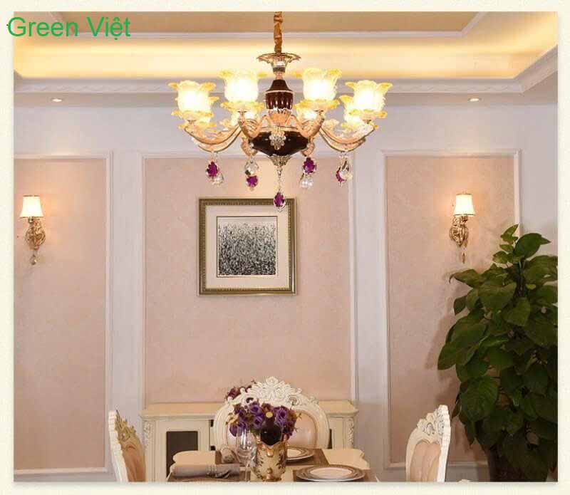 Đèn Chùm Pha Lê CCP-6077-8-G(8Tay) cao Cấp Green Việt