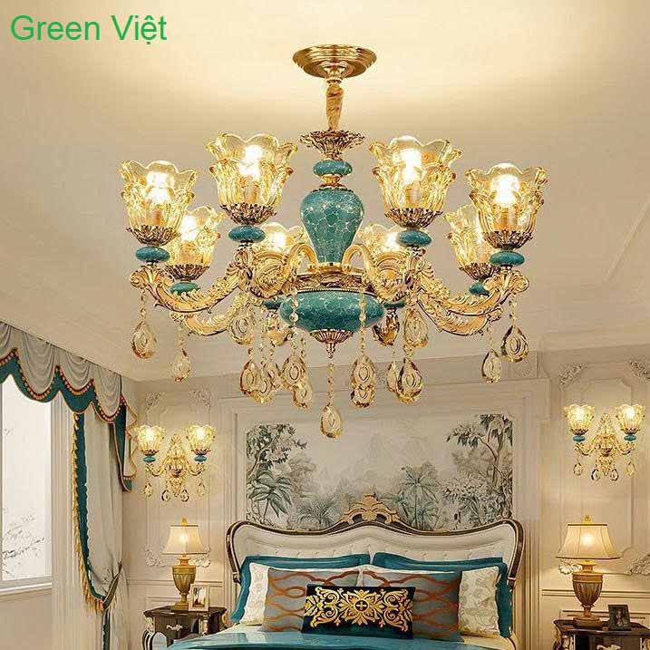 Đèn Chùm Pha Lê CCP-6077-8-G(8Tay) cao Cấp Green Việt