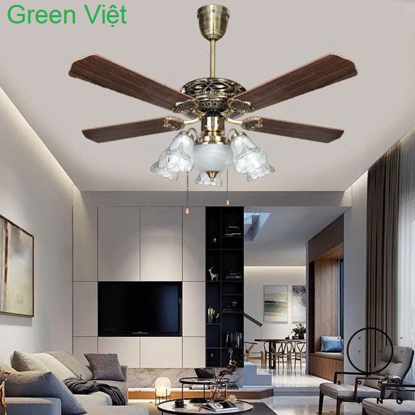 Đèn chùm quạt trần GV 12 Hiện Đại Green Việt