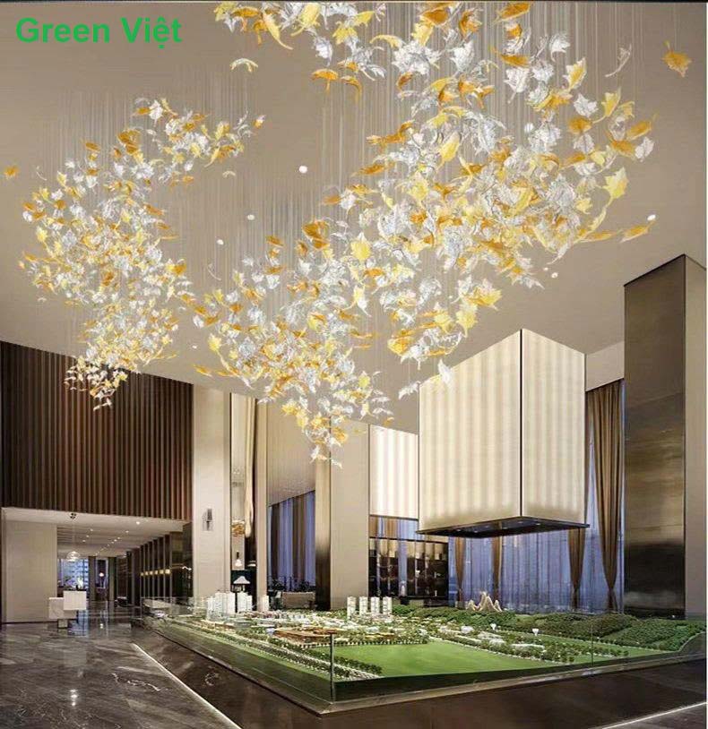Đèn chùm thông tầng khách sạn DCLP05 hình lá phong
