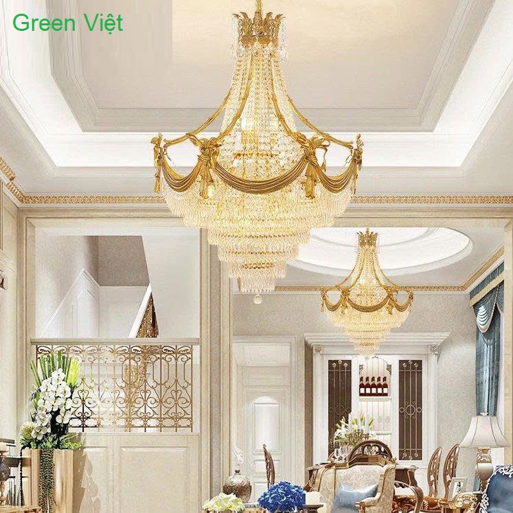 Đèn chùm trang trí cao cấp pha lê GV012 lắp khách sạn, nhà hàng, biệt thự