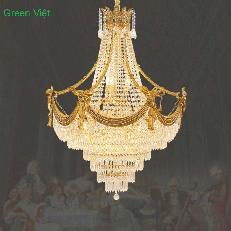 Đèn chùm trang trí cao cấp pha lê GV012 lắp khách sạn, nhà hàng, biệt thự