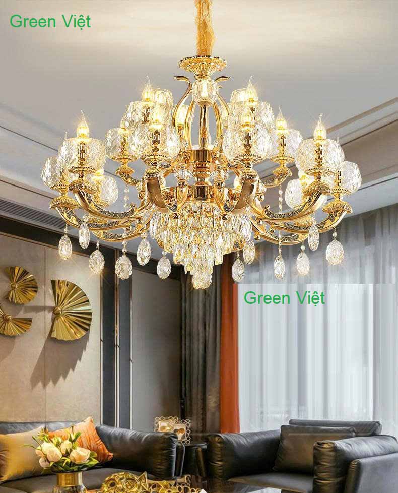 Đèn chùm trang trí phòng khách DCGV022 cao cấp 15 tay