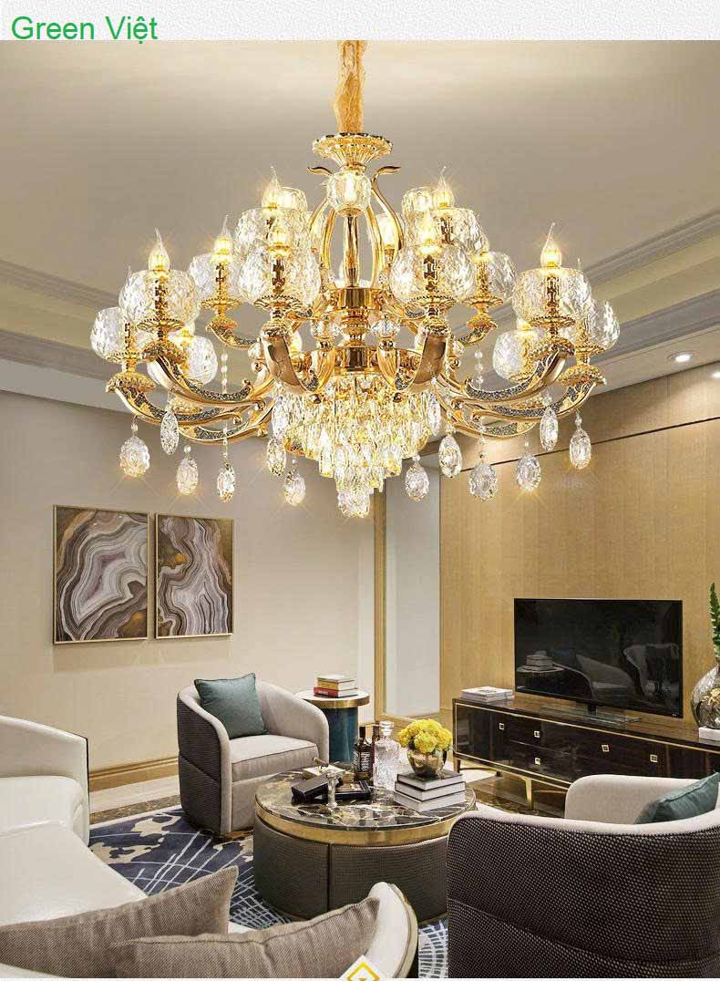 Đèn chùm trang trí phòng khách DCGV022 cao cấp 15 tay