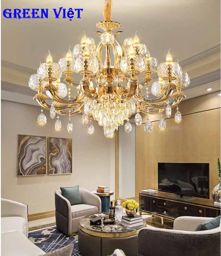 Đèn chùm trang trí phòng khách DCGV022 cao cấp 15 tay