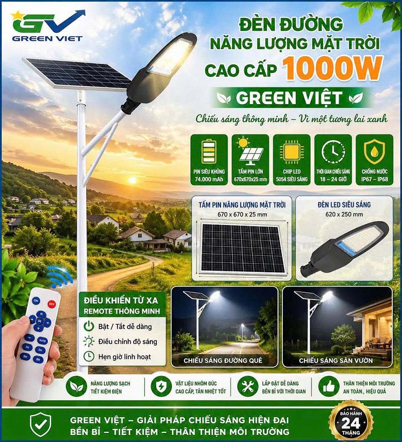 Đèn Đường Năng Lượng Mặt Trời 1000W Z1000 Cao Cấp
