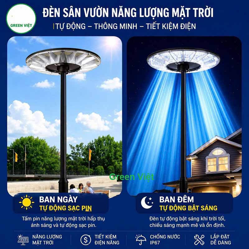 Đèn đường và sân vườn năng lượng mặt trời UFO 1000W