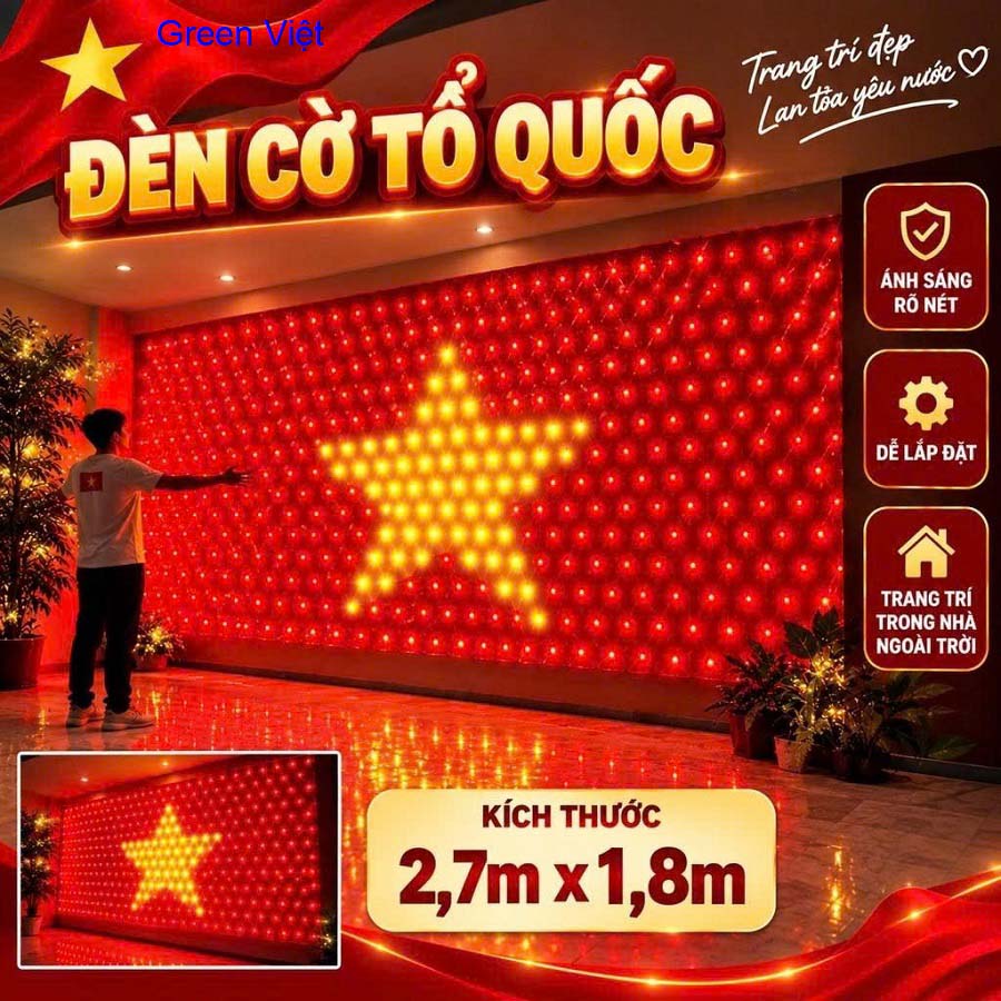 Đèn Led Lá Cờ Tổ Quốc T27 Trang Trí