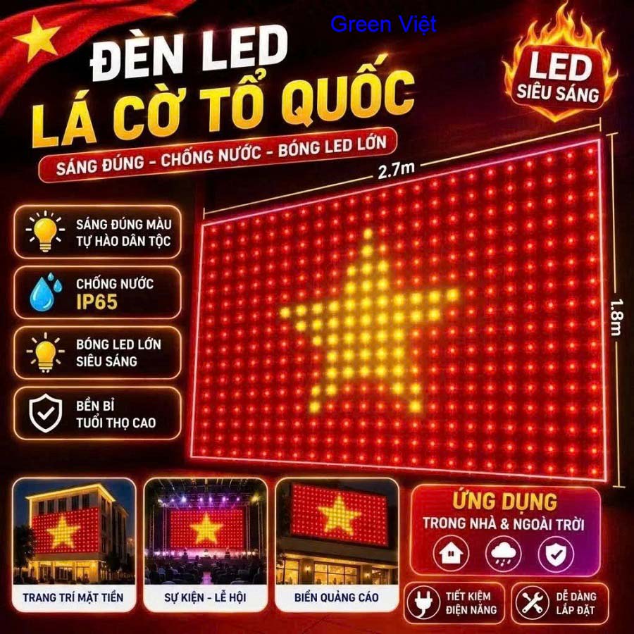 Đèn Led Lá Cờ Tổ Quốc T27 Trang Trí
