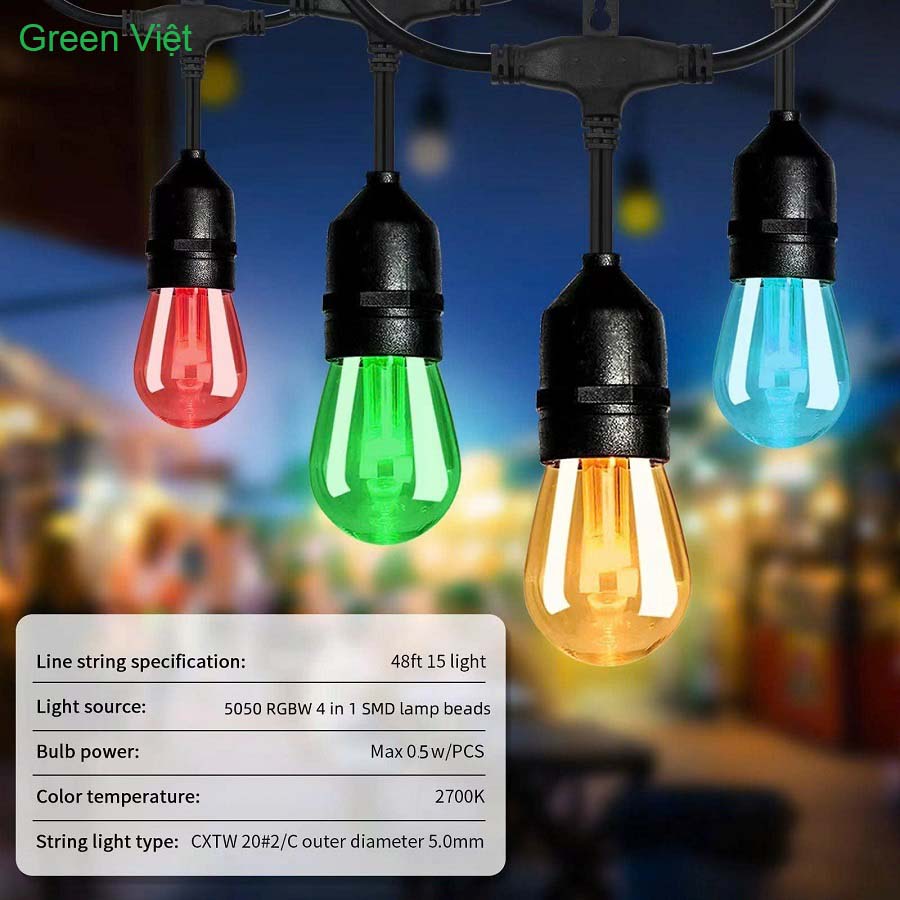 Đèn led trang trí quán cà phê nhà hàng đẹp 10m 20 bóng LTT16