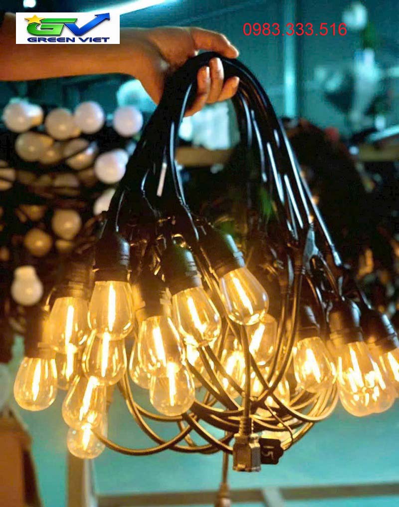 Đèn led trang trí 10m 20 bóng Edison LEDT03 Màu Vàng Ấm