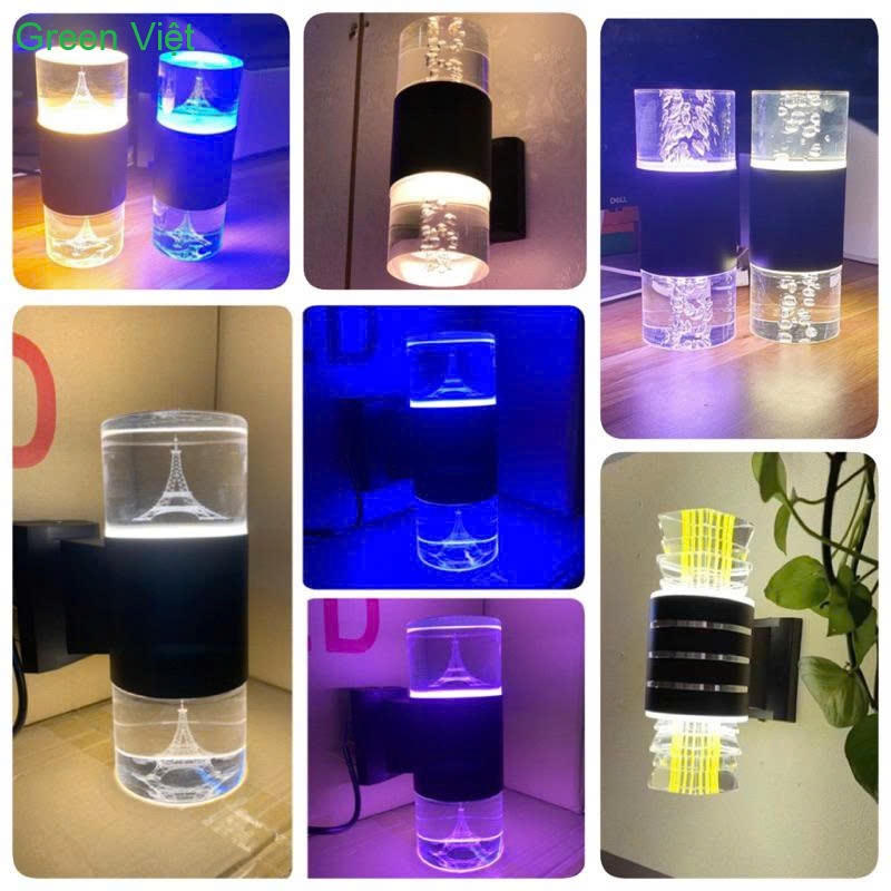 Đèn led trụ pha lê 2 đầu DTTG02 3 chế độ màu phi 90 giọt nước