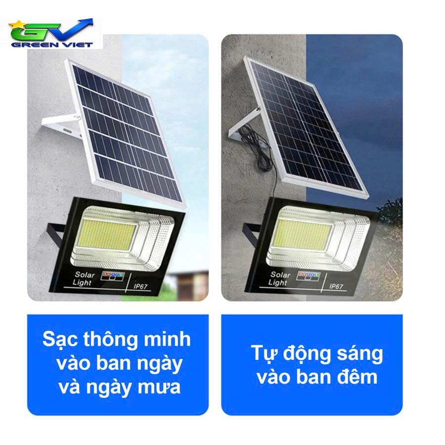 Đèn năng lượng mặt trời 100w báo pin vỏ nhôm