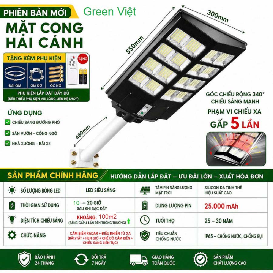 Đèn năng lượng mặt trời 400w LT400 Tấm Pin Liền Trên Đèn
