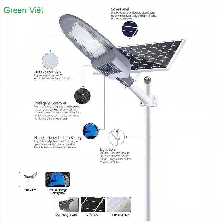 Đèn năng lượng mặt trời 500W DPT500 Phi Thuyền Lắp Sắn Vườn, Đường Đi