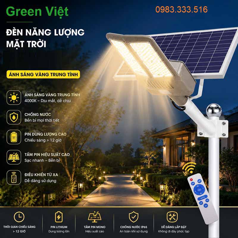 Đèn Năng Lượng Mặt Trời Ánh Sáng Vàng 500W DSV-500