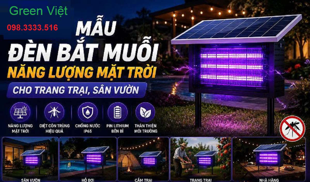 Đèn năng lượng mặt trời BM01 bắt muỗi và côn trùng