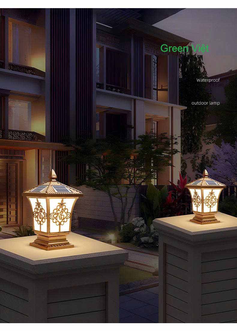 Đèn năng lượng mặt trời DTCR05 trụ lắp hàng rào công viên