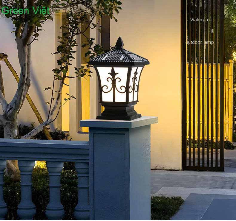 Đèn năng lượng mặt trời DTCR05 trụ lắp hàng rào công viên