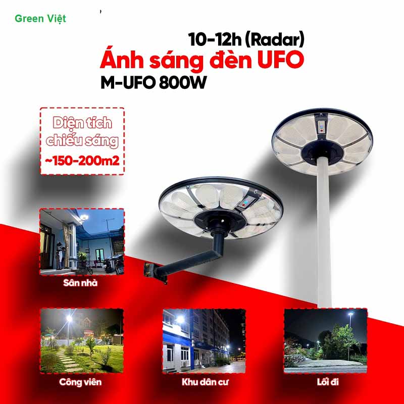 Đèn Năng Lượng Mặt Trời UFO 800W Siêu Sáng U800