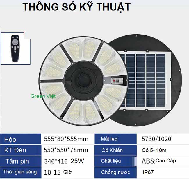 Đèn Năng Lượng Mặt Trời UFO 800W Siêu Sáng U800