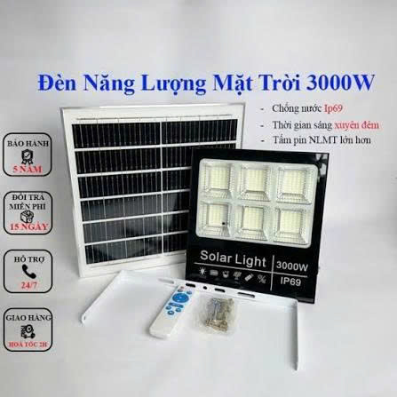 Đèn Pha Năng Lượng Mặt Trời 3000W PLN3000 Công Suất Ảo