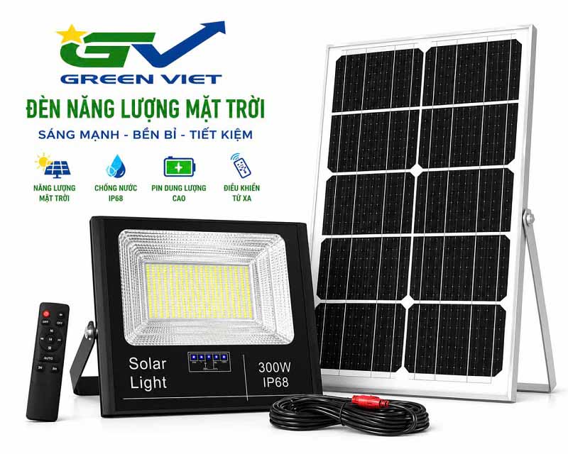 Đèn pha năng lượng mặt trời 300w DPSV300 ánh sáng vàng