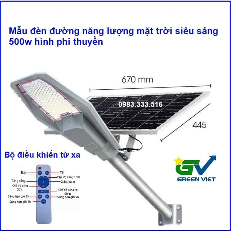 Đèn Phi Thuyền 500W Năng Lượng Mặt Trời PT500