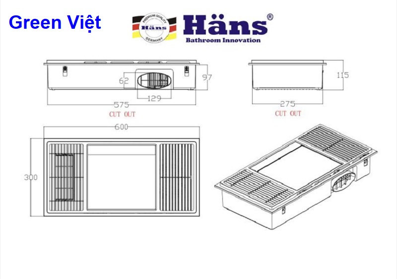 Đèn Sưởi Âm Nhà Tắm Công Nghệ Đức HA2 Âm Trần Mới Nhất