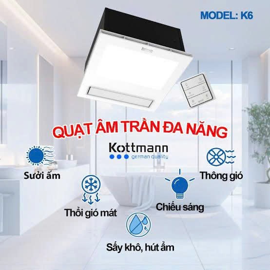 Đèn Sưởi Âm Trần Kottmann K6 5 Chức Năng Trong 1