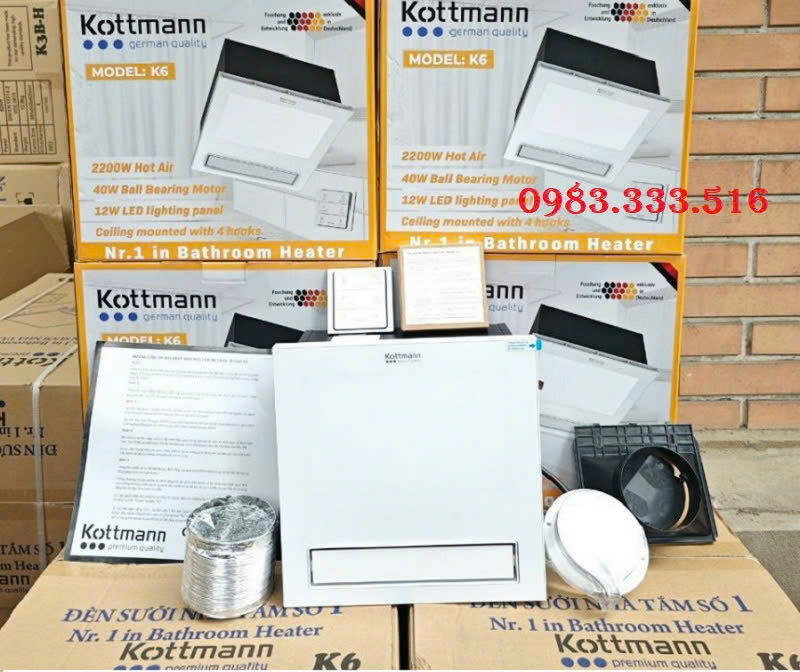 Quạt Sưởi Nhà Tắm Âm Trần Đa Năng Kottmann K6