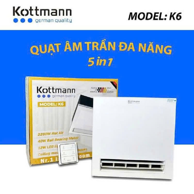 Quạt Sưởi Nhà Tắm Âm Trần Đa Năng Kottmann K6