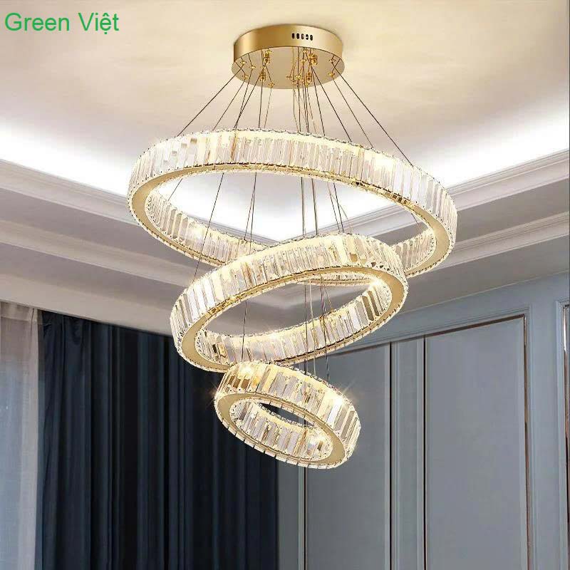 Đèn Thả Trang Trí Pha Lê 3 Vòng Cao Cấp DTC18