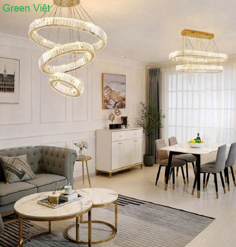 Đèn Thả Trang Trí Pha Lê 3 Vòng Cao Cấp DTC18