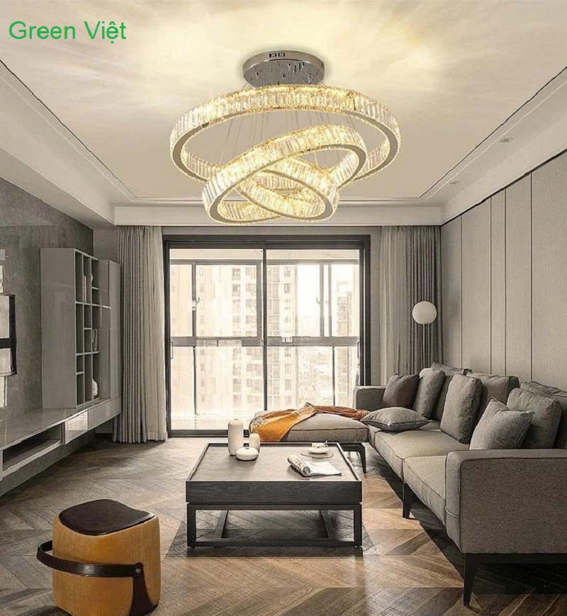 Đèn Thả Trang Trí Pha Lê 3 Vòng Cao Cấp DTC18