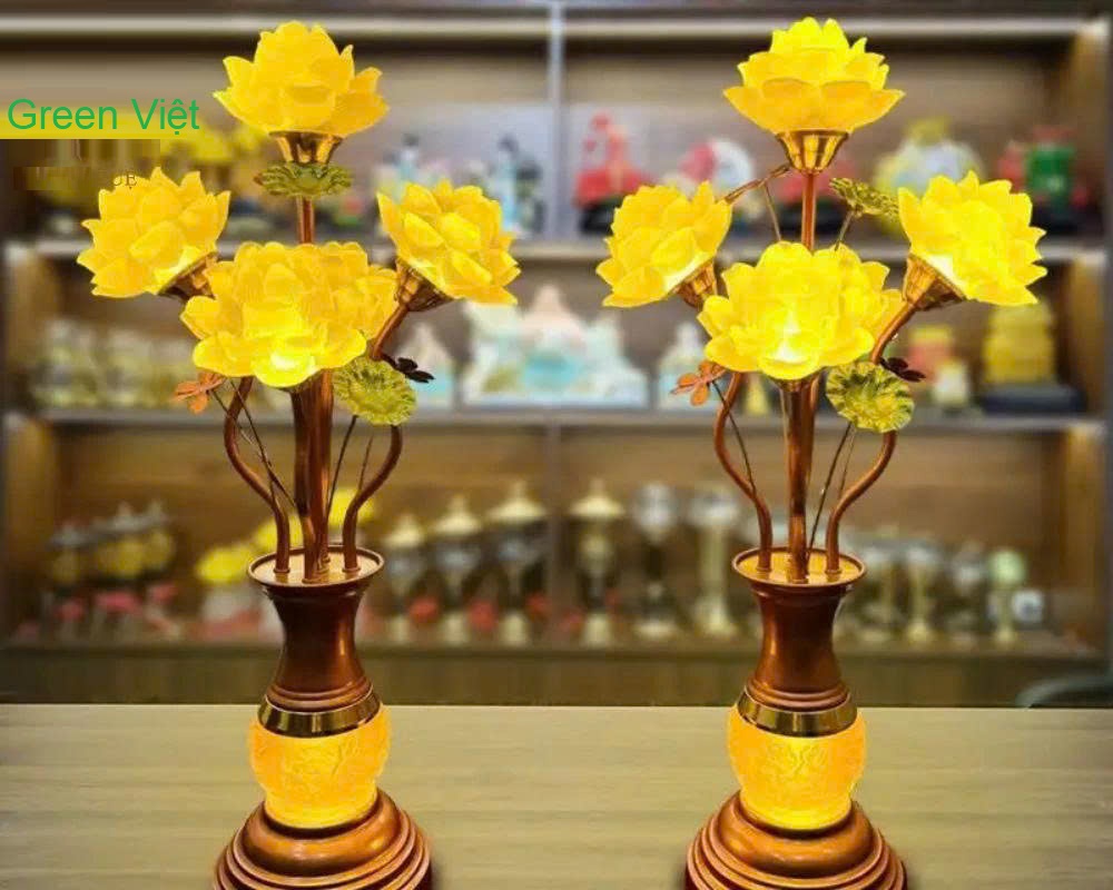 Bộ đèn thờ hoa sen 5 bông DTS02