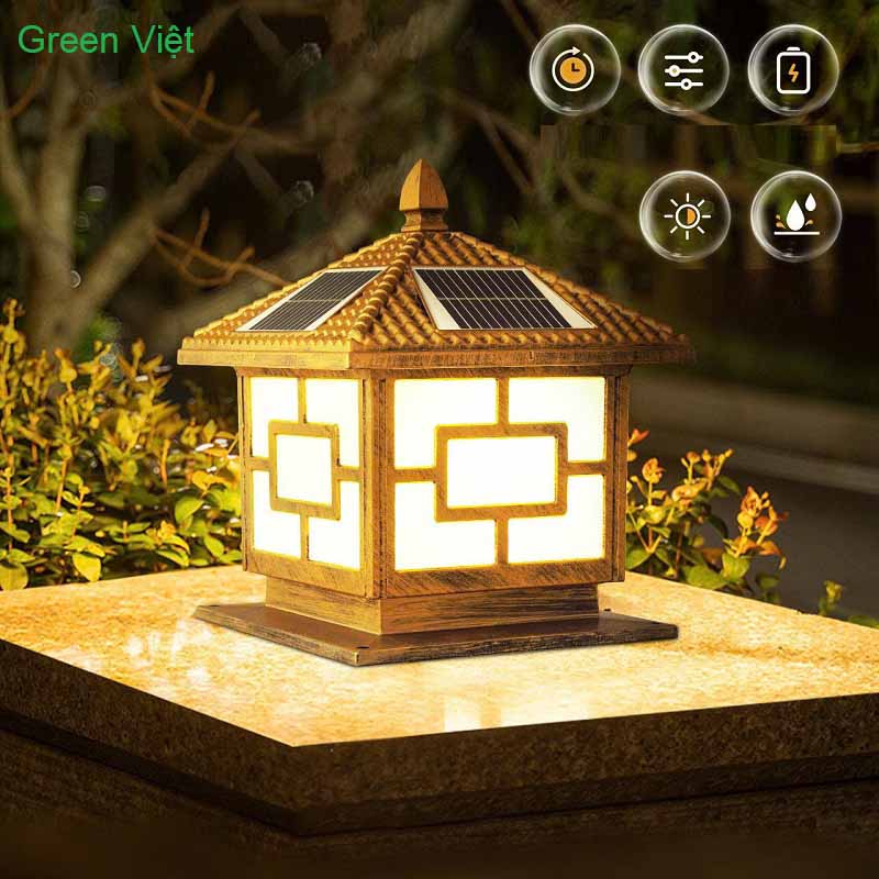 Đèn trụ cổng năng lượng mặt trời 25cm TCNL.1023